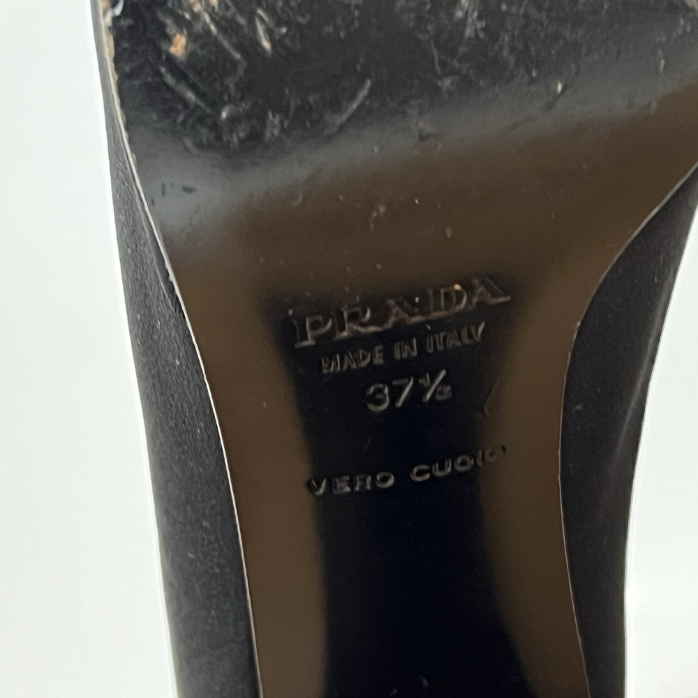 Womens Prada Black Fabric Vintage Slip On Flared Block Heel‎ Pumps Size EU 37.5 - Picture 9 of 9